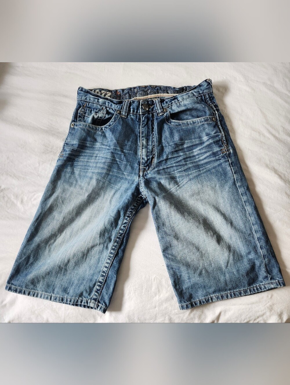 Y2K Echo Men's Light Blue Relaxed Denim Shorts